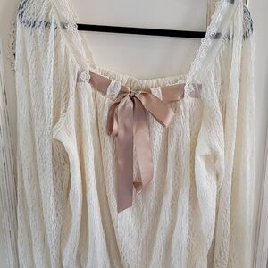 Daytrip Cream Lace-Trim Blouse